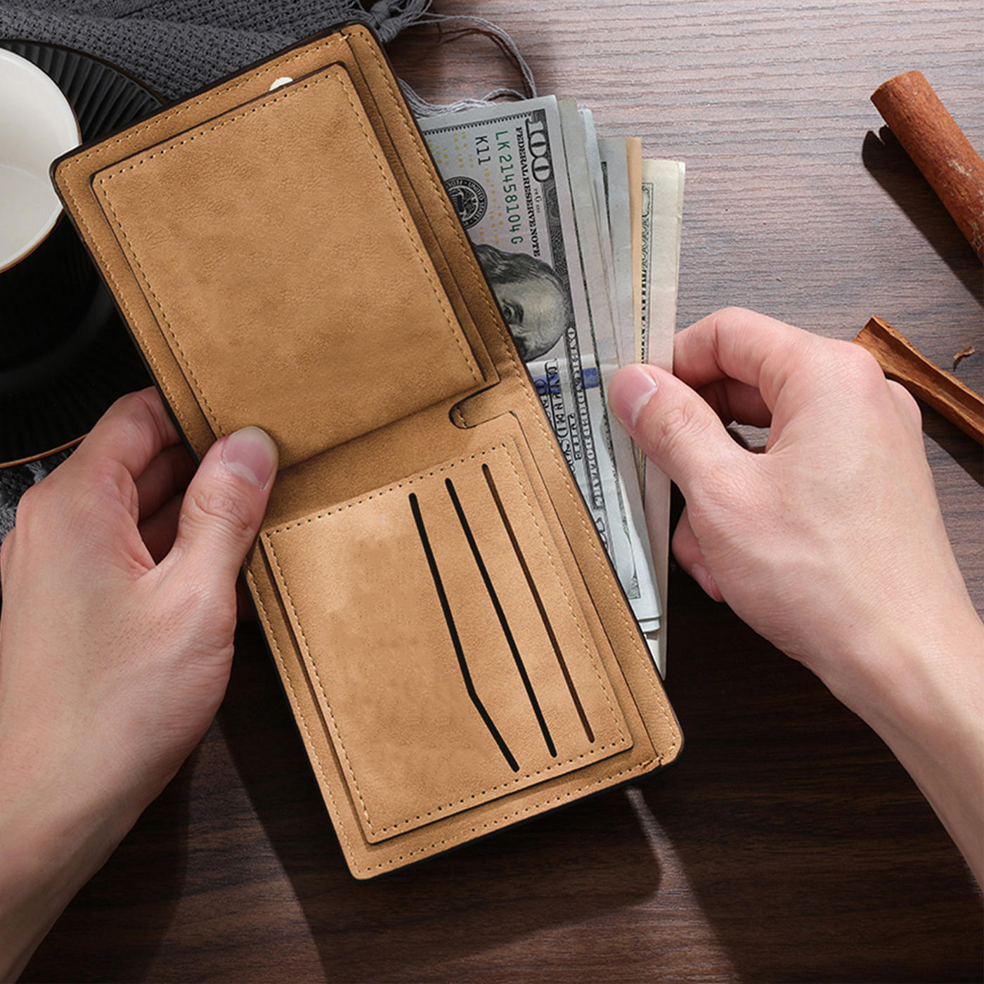 Portefeuille Cuir avec Prénoms et Dessins, Portefeuille pour Papy ou Papa