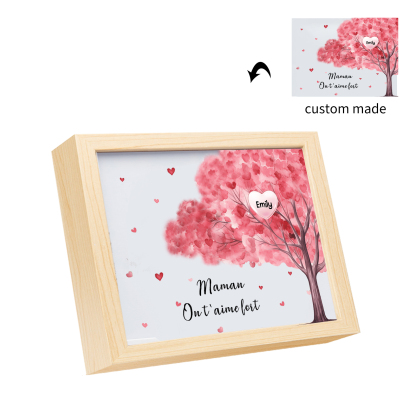 Cadre Photo LED Arbre 1 Prénom Personnalisé avec 1 Texte Décoration Famille