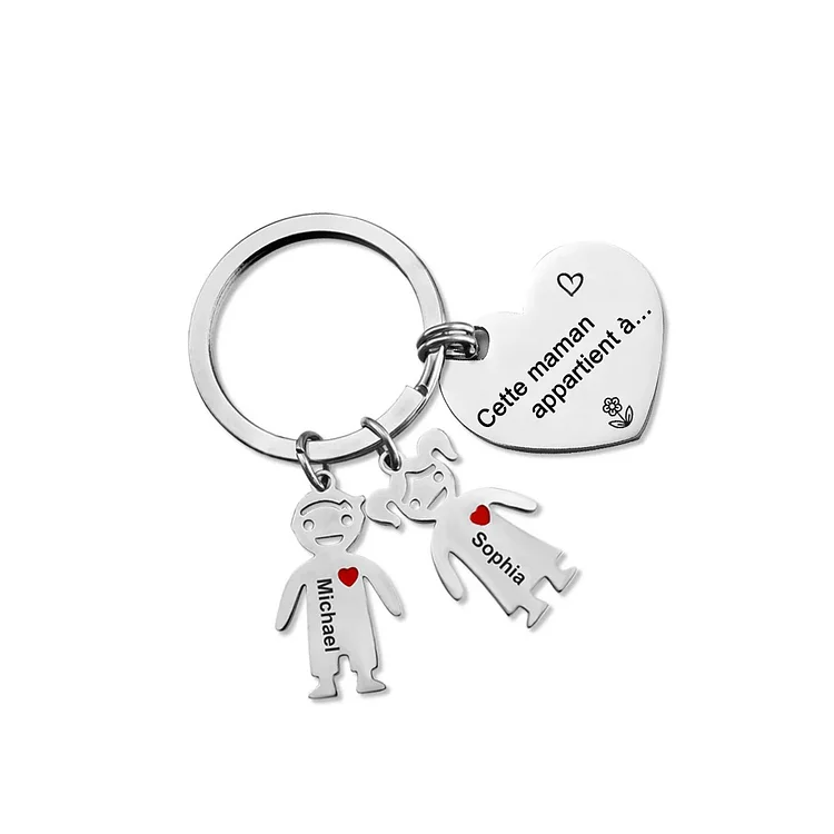 À mon Papa - Porte-Clés 2 Prénoms Personnalisé Avec Breloques 2 Enfants