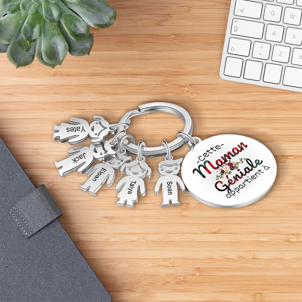 À Ma Maman - 1-5 Noms Porte-Clés Personnalisés Avec Breloques Enfants