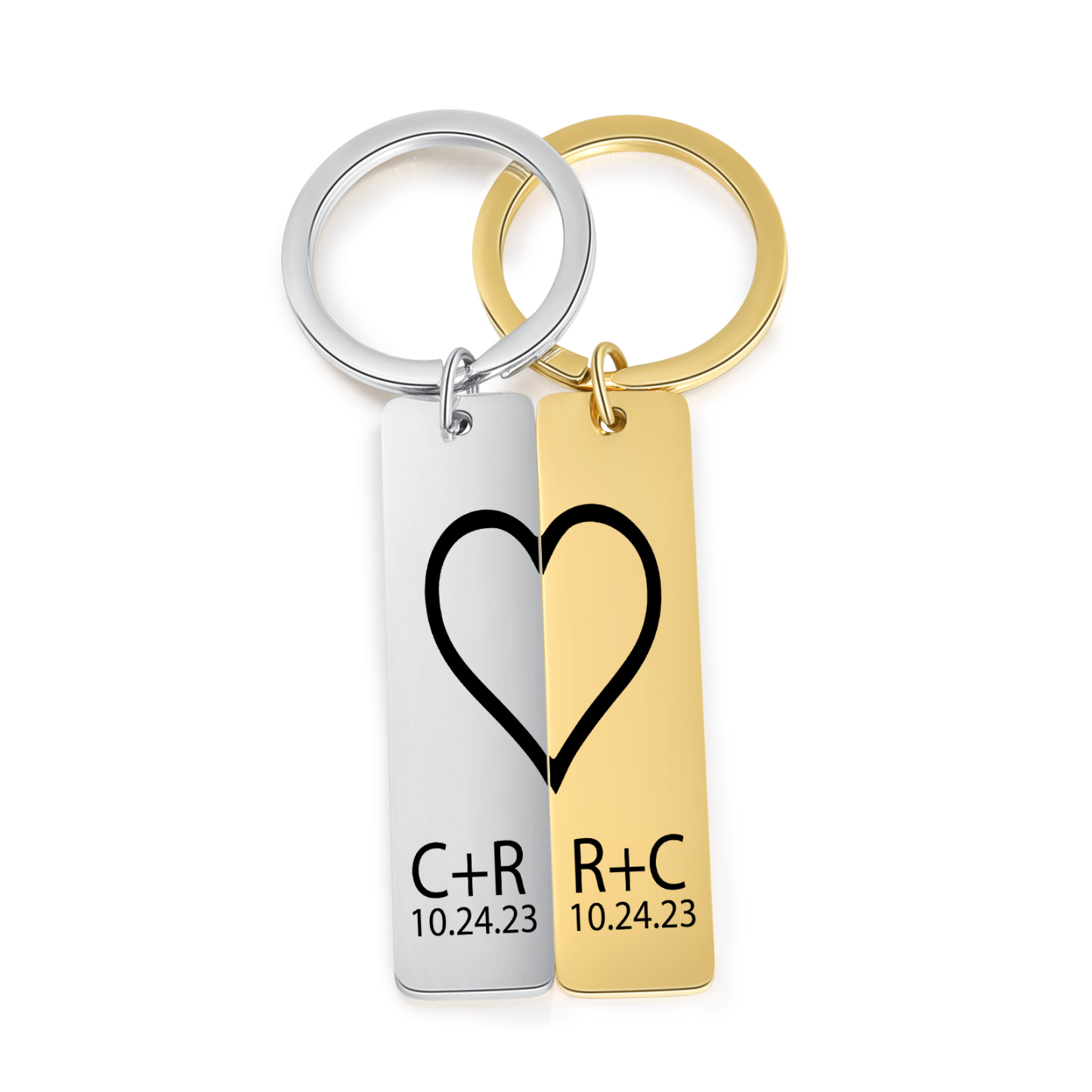À Mon Homme-Porte-Clés la main dans la main 2 lettres Personnalisé avec date