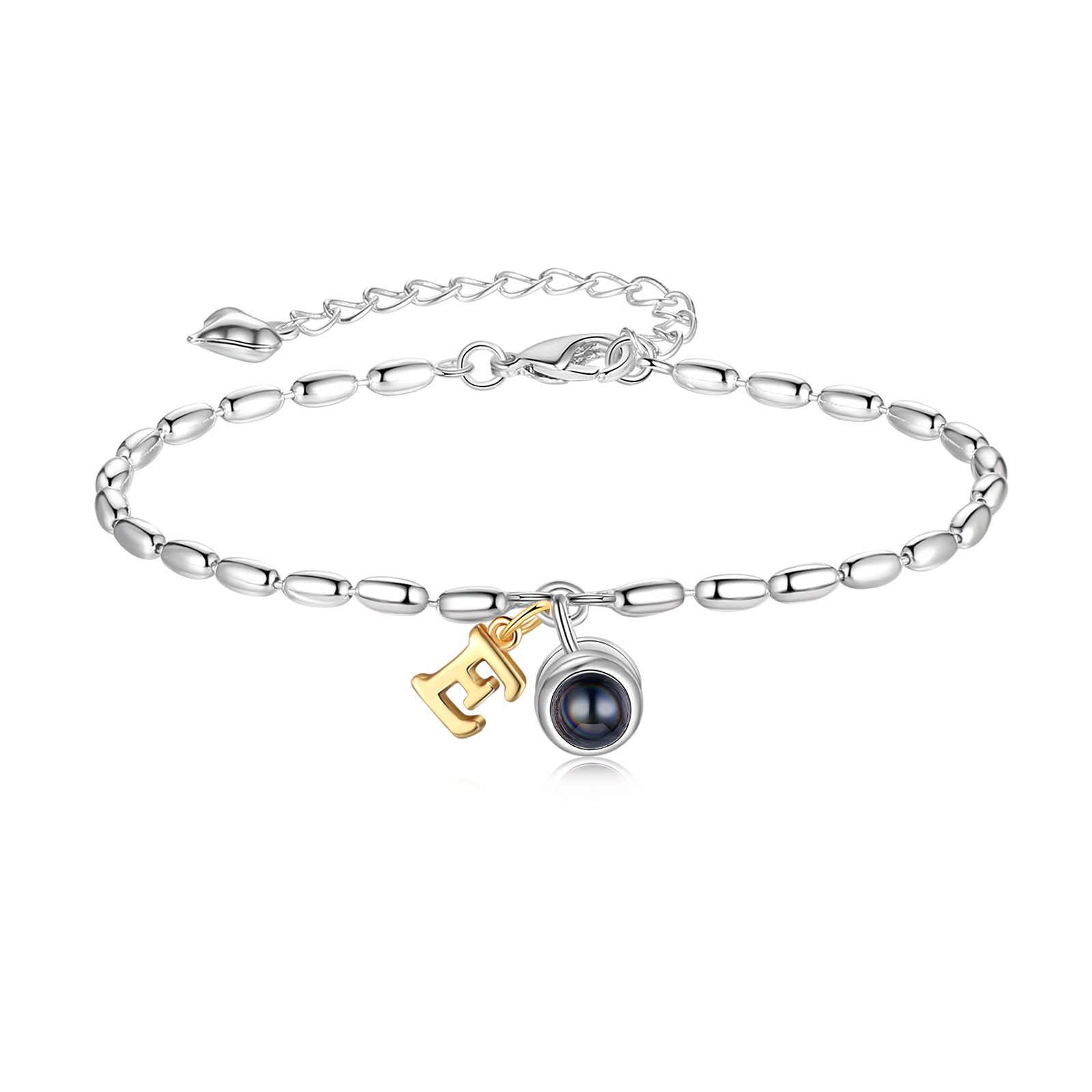 Bracelet Projection de Pierres Bracelet Initiale 1 Photo Personnalisée avec 26 Lettres｜Jessemade