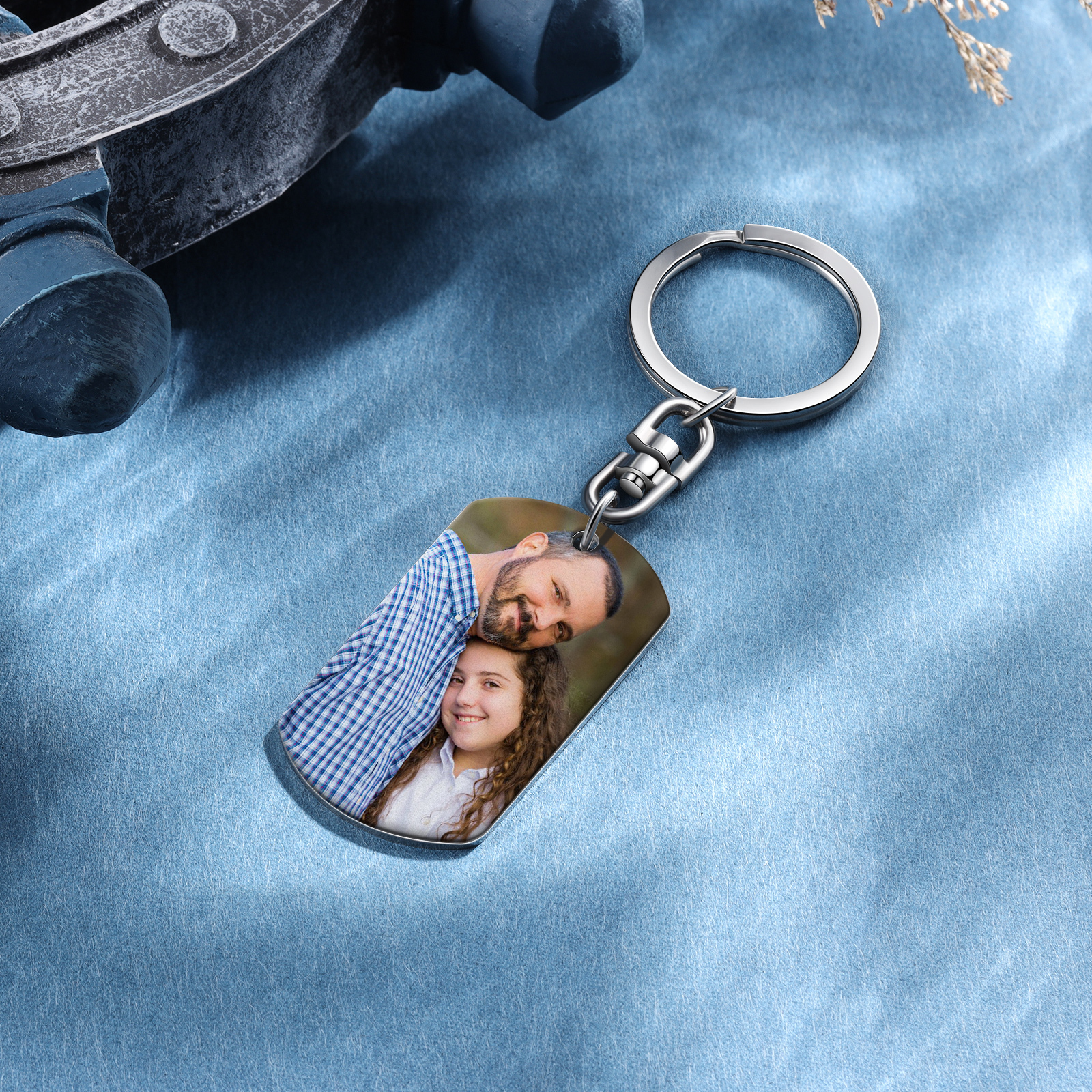 À Papa - Porte-clés gravé Poings 2 Prénoms Personnalisés avec Photo et Date | Jessemade