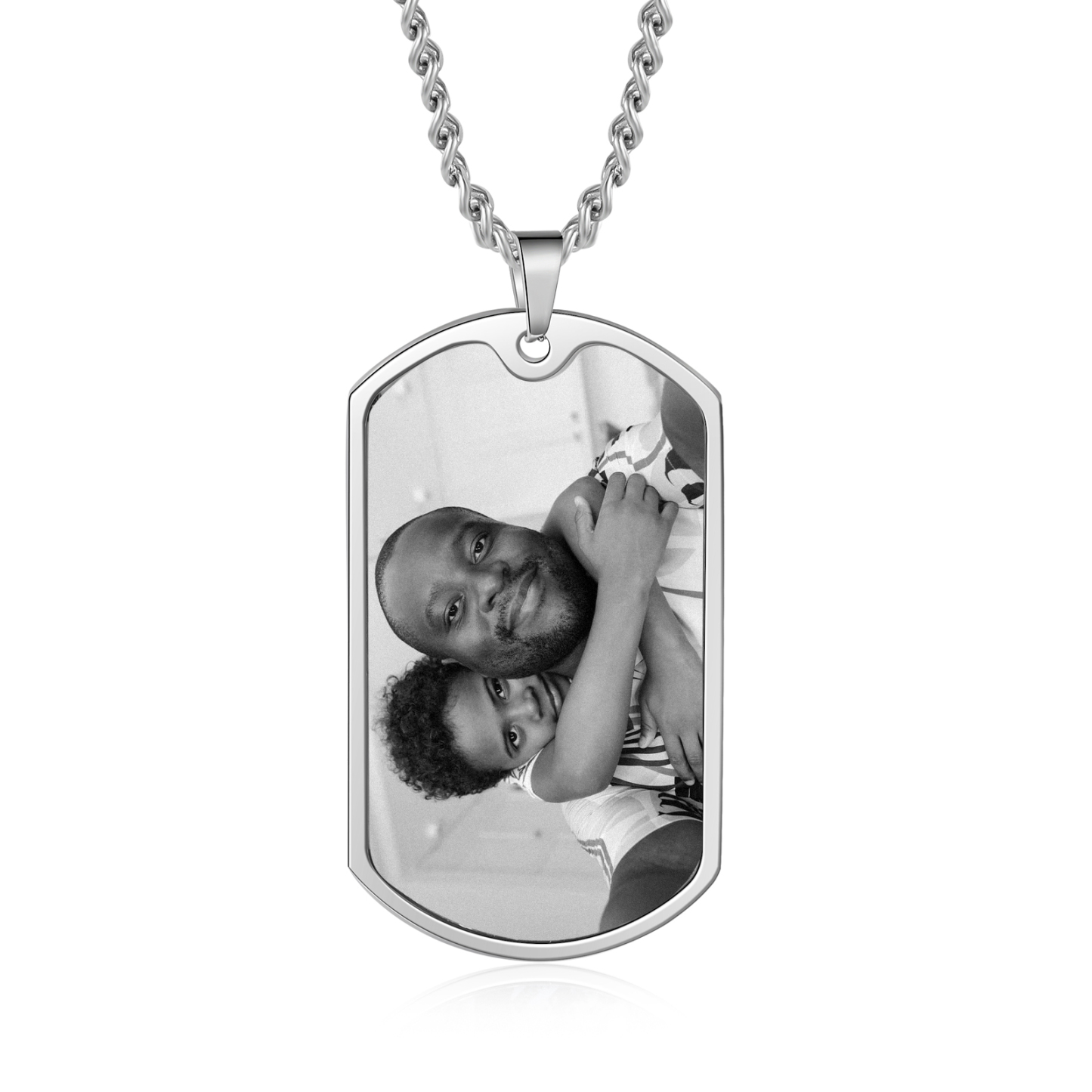 À Papa - Collier Poings 2 Prénom personnalisé avec photo et date Père et fils Collier Homme