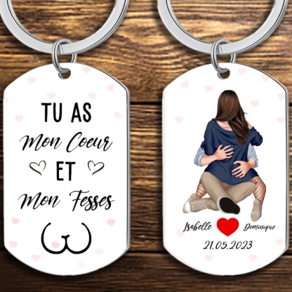 Porte-Clés 2 Prénoms Personnalisés avec Date Cadeau pour Couple Saint-Valentin | Jessemade
