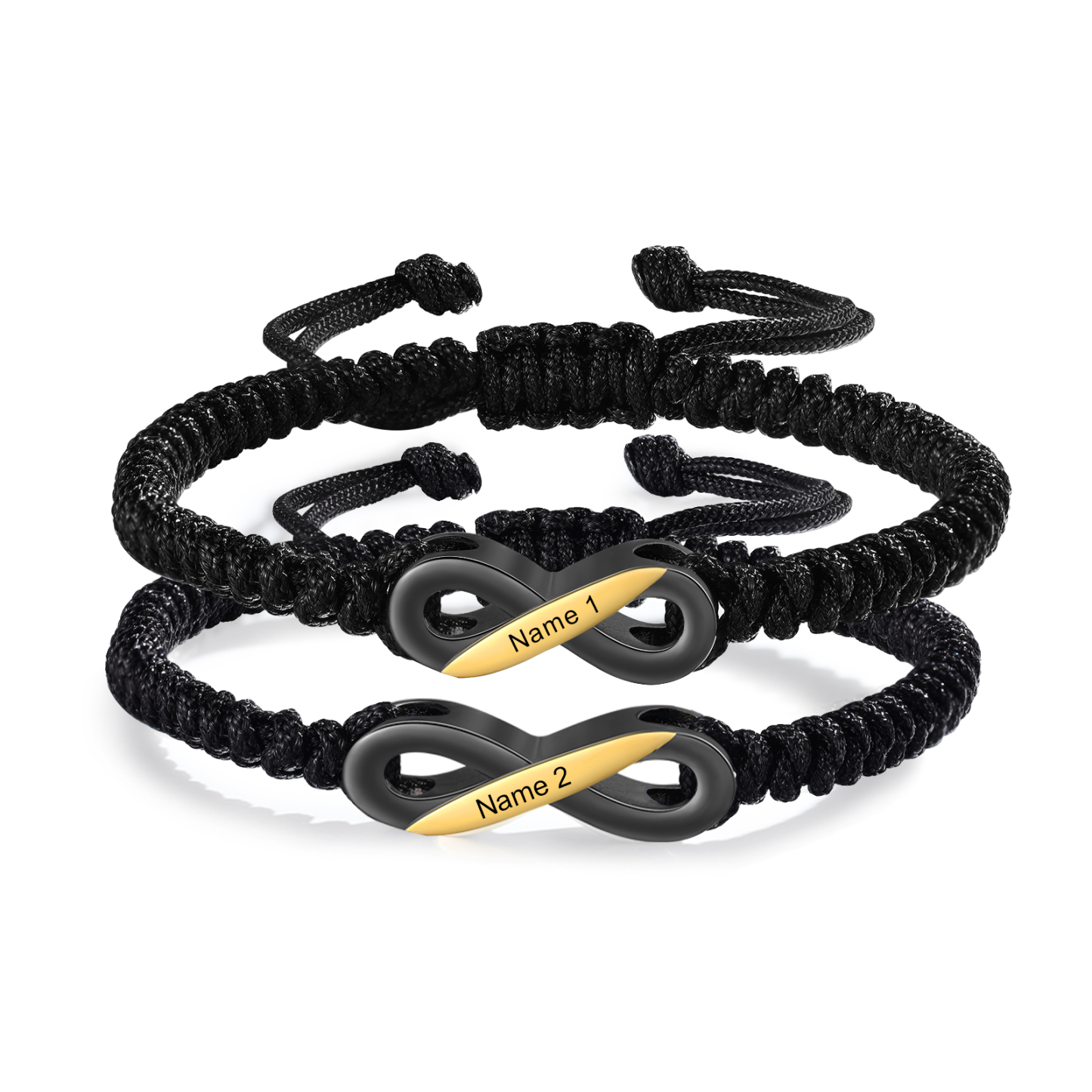 2PCS Bracelet Infini 2 Prénoms Personnalisés pour Couple cadeau Saint-Valentin