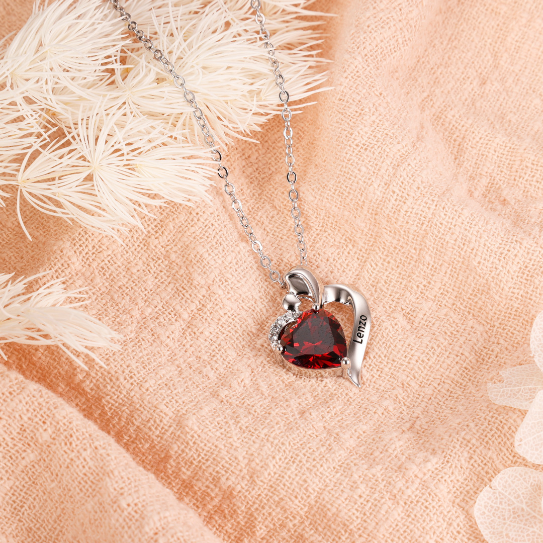 À ma Fille - Collier Cœur 1 Prénom Personnalisé avec Pierre de Naissance