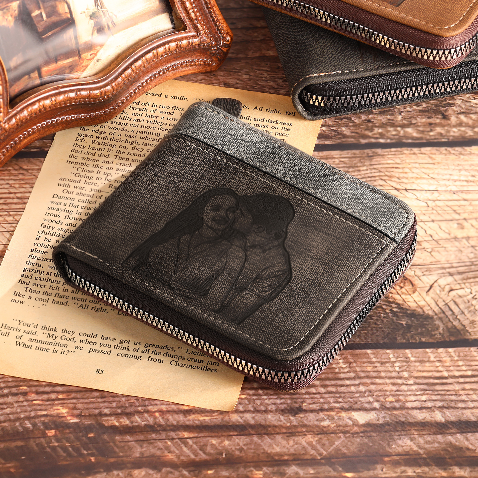 Portefeuille Classique 1 Prénom et Lettre Personnalisés avec Photo Porte-Monnaie Carte