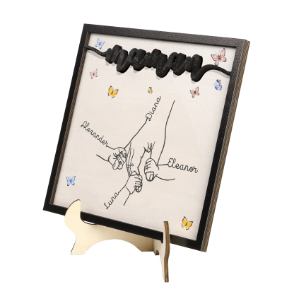 À ma Maman - Décoration en bois la Main dans la Main 4 Prénoms Personnalisés Ornement Famille