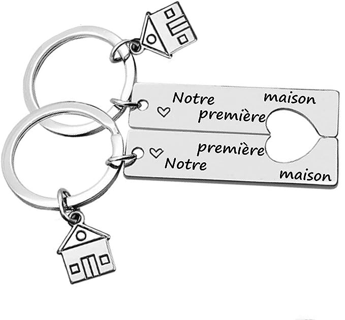 Porte-Clés Cadeau Crémaillère avec Text Personnalisé au Dos
