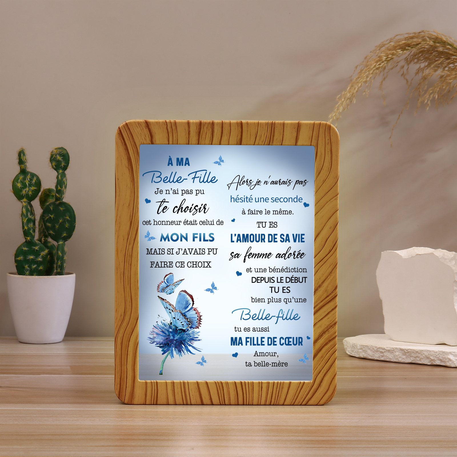 À ma Belle-Fille - Cadre Photo/Miroir LED multifonctionnel