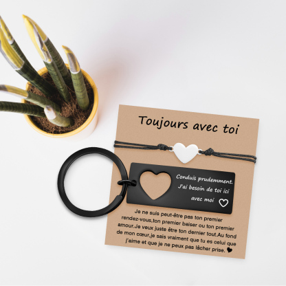 À Mon Homme - 2PCS Ensemble de Porte-clés et Bracelet Cœur  | Jessemade