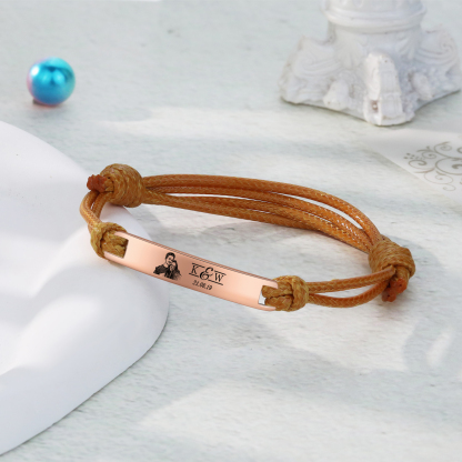 Bracelet Initiale 2 Lettres Personnalisées avec Photo et Date pour Couple｜Jessemade