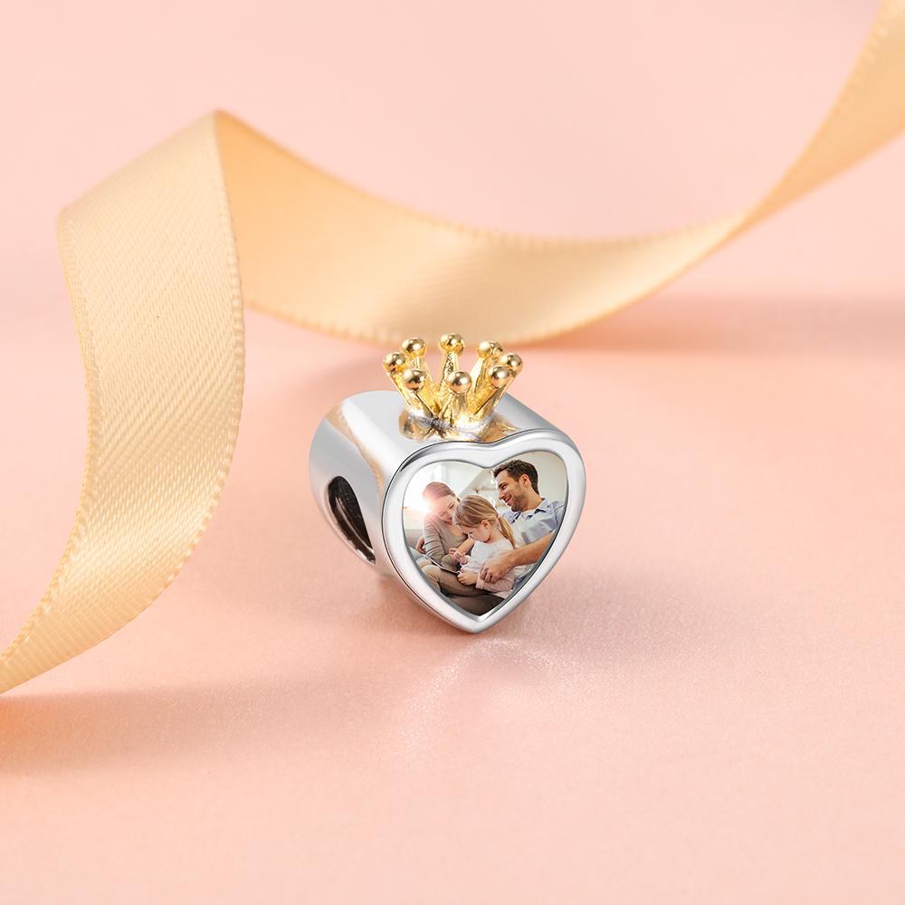 Charm Photo Personnalisé Cœur en Argent 925