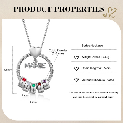 À ma Mamie - Collier Personnalisé 5 Prénoms et Pierre de naissance Or/Argent｜Jessemade