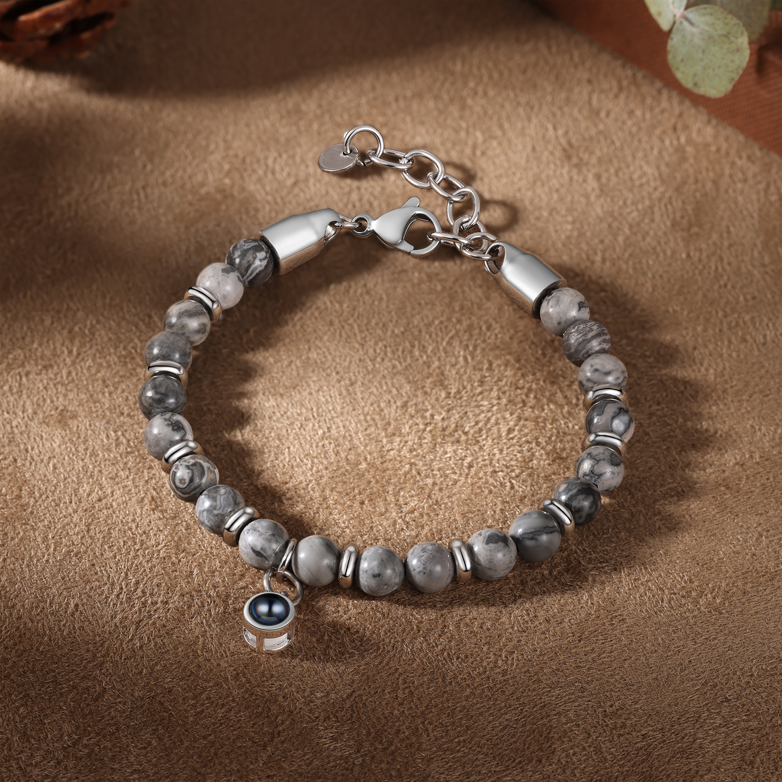 Bracelet Homme Projection de Pierres Photo Personnalisée