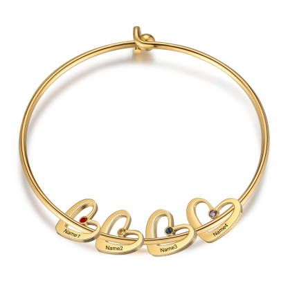 2PCS Coffret Cadeau À Maman - Collier Pendentif Arbre de vie Arbre et Bracelet Pierre Personnalisé avec 4 Prénoms et Pierres de Naissance | Jessemade