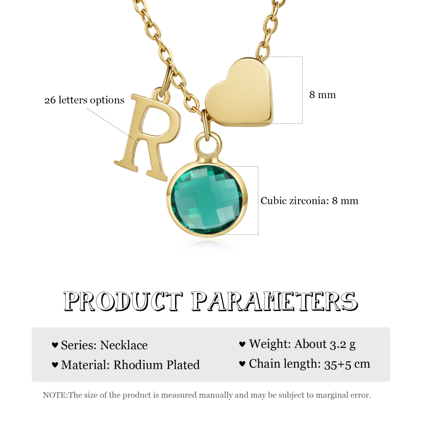 Collier Enfants Bébé Collier Cœur 1 Pierre de Naissance et 1 Lettre pour Fille Filleule