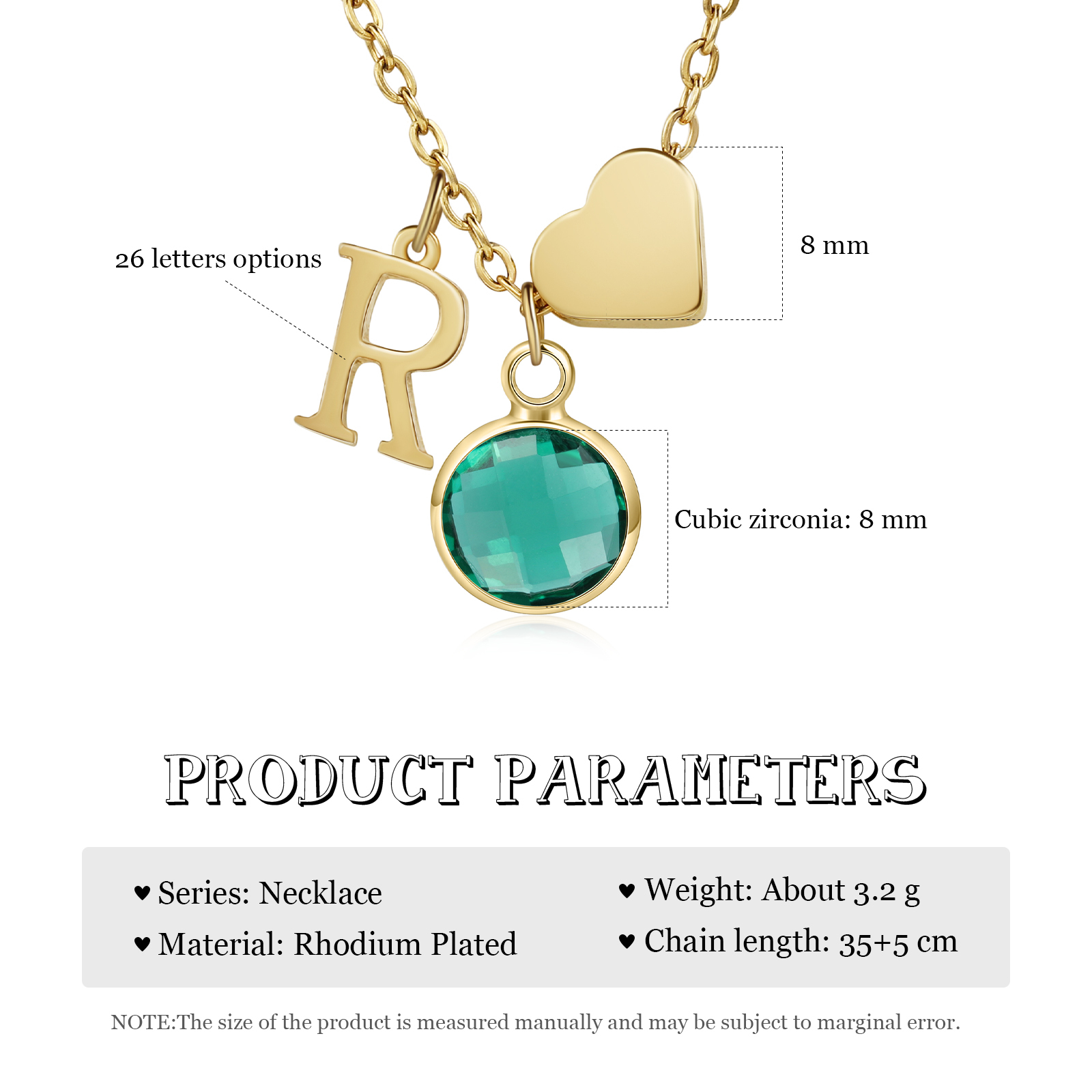 Collier Enfants Bébé Collier Cœur 1 Pierre de Naissance et 1 Lettre pour Fille Filleule