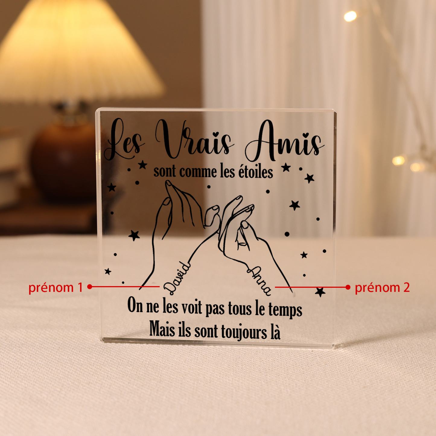 À Meilleure Amie - Plaque Acrylique Carrée Promesse du petit doigt 2 Prénoms Personnalisés | Jessemade