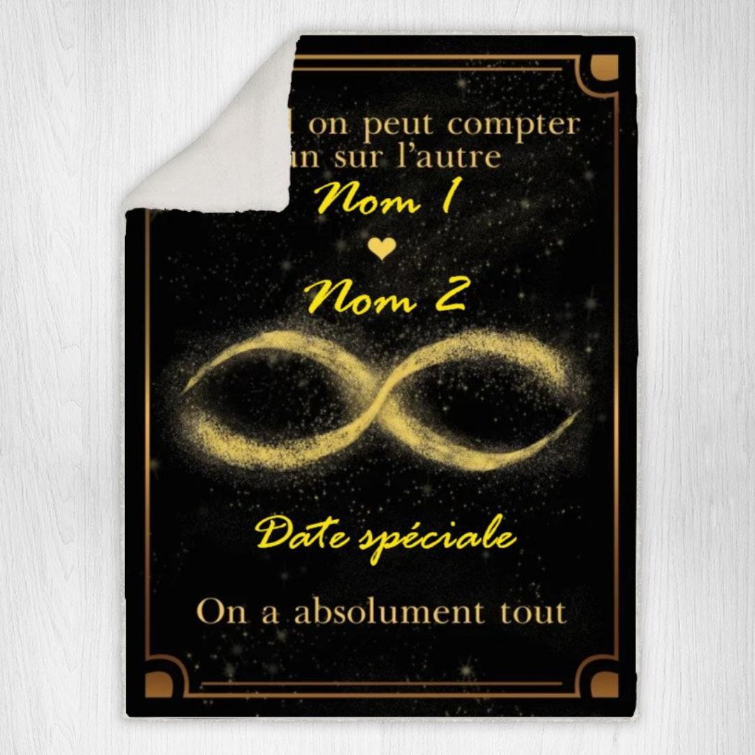 Couverture plaids polaire amour 2 Prénoms Personnalisé avec date | Jessemade