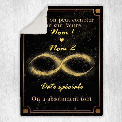 Couverture plaids polaire amour 2 Prénoms Personnalisé avec date | Jessemade