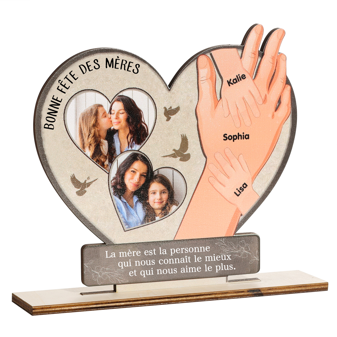Décoration en bois 2 Textes et 2 Photos Personnalisés Ornement pour Maman