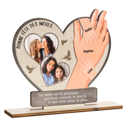 Décoration en bois 2 Textes et 2 Photos Personnalisés Ornement pour Maman