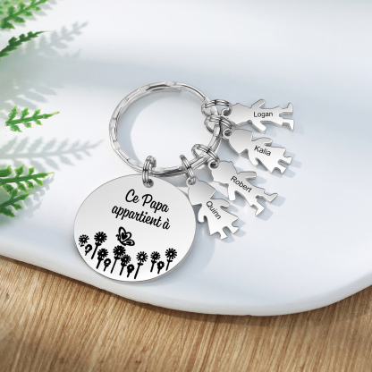 À Mon Papa - 1-5 Noms Porte-Clés Personnalisés Avec Breloques Enfants