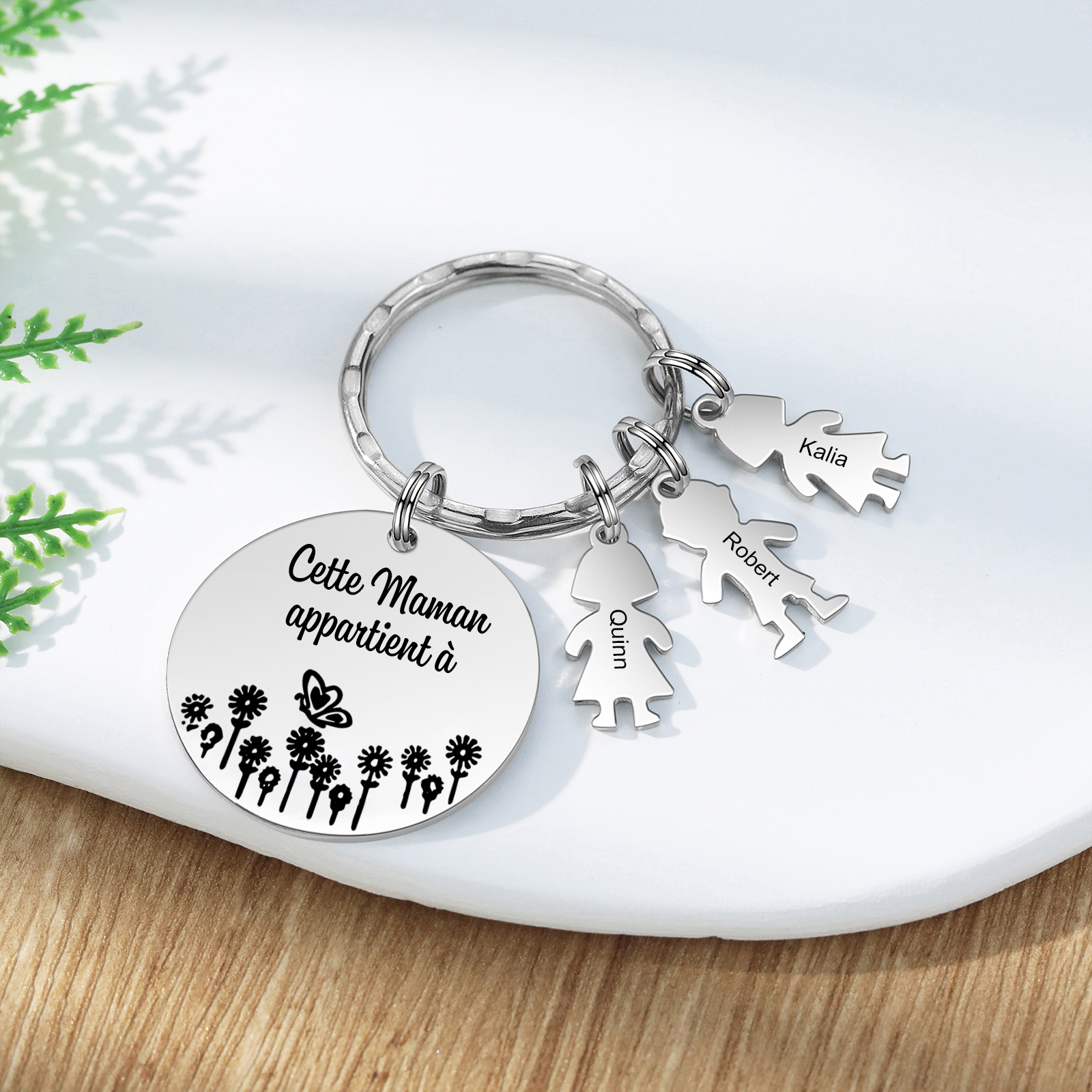 À Ma Maman - 1-5 Noms Porte-Clés Personnalisés Avec Breloques Enfants