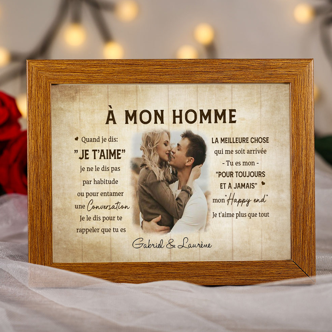 Cadre en bois de Saint-Valentin 2 Prénoms personnalisé avec photo | Je