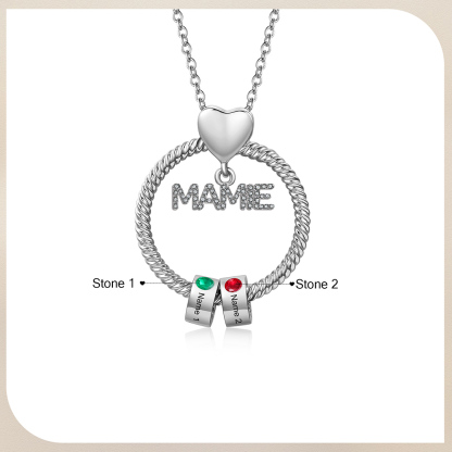 À ma Mamie - Collier personnalisé avec 2 Prénoms et Pierre de naissance  Collier pendentif Or/Argent｜Jessemade