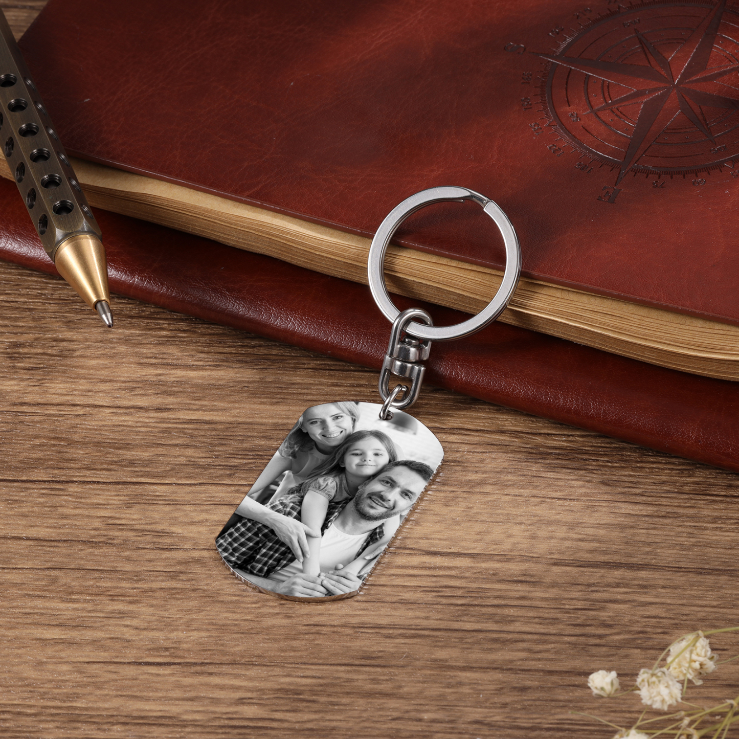 À mon Papa - Porte-Clés Poings 5 Prénoms Personnalisés avec Photo