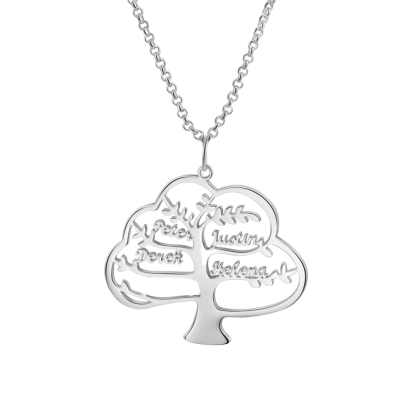 Collier Arbre de vie Arbre généalogique 4 prenoms personnalisés