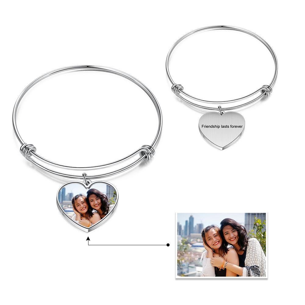 Bracelet Photo Personnalisé avec Cœur Breloque