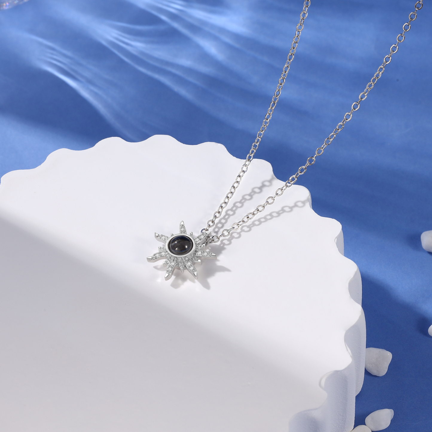 Collier Flocon de Neige Projection de Pierres 1 Photo Personnalisée Collier pour Femmes | Jessemade