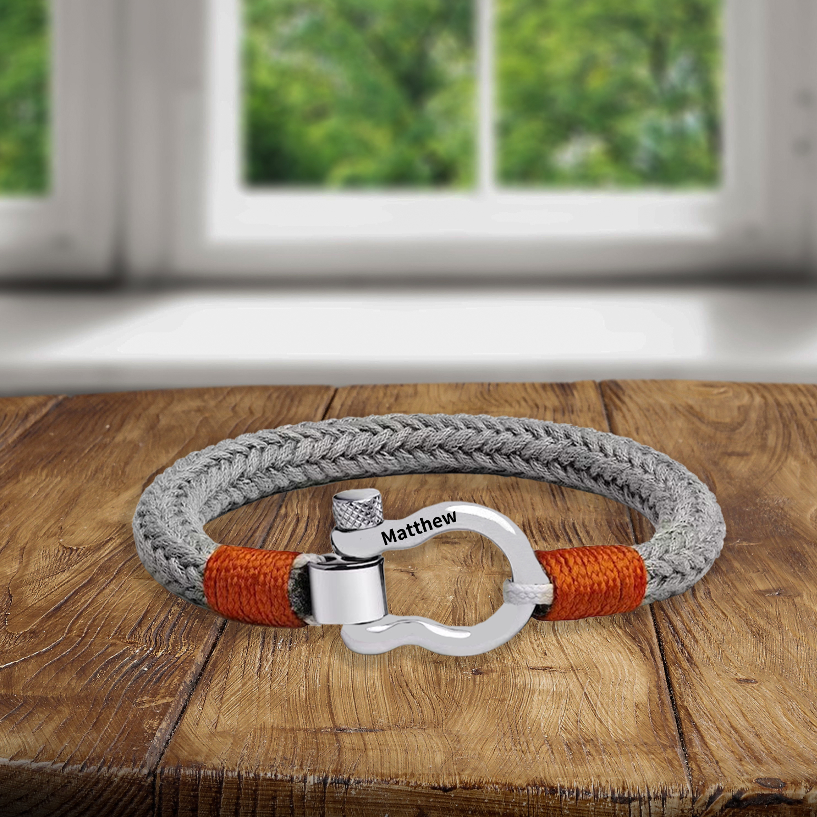 Bracelet Corde tressée 1 Prénom Personnalisé Boucle en fer à cheval pour Homme