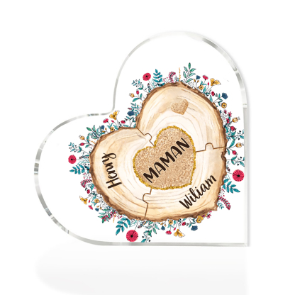 À ma Maman/Mamie - Plaque Acrylique Morceaux de coeur 3 Prénoms Personnalisés