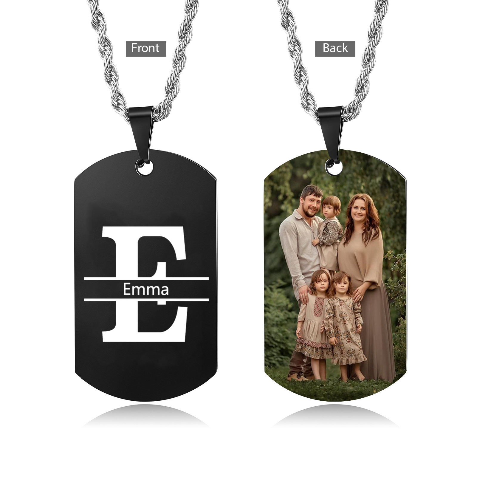 Collier Lettre 1 Prénom et Lettre Personnalisés avec Photo pour Homme|Jessemade