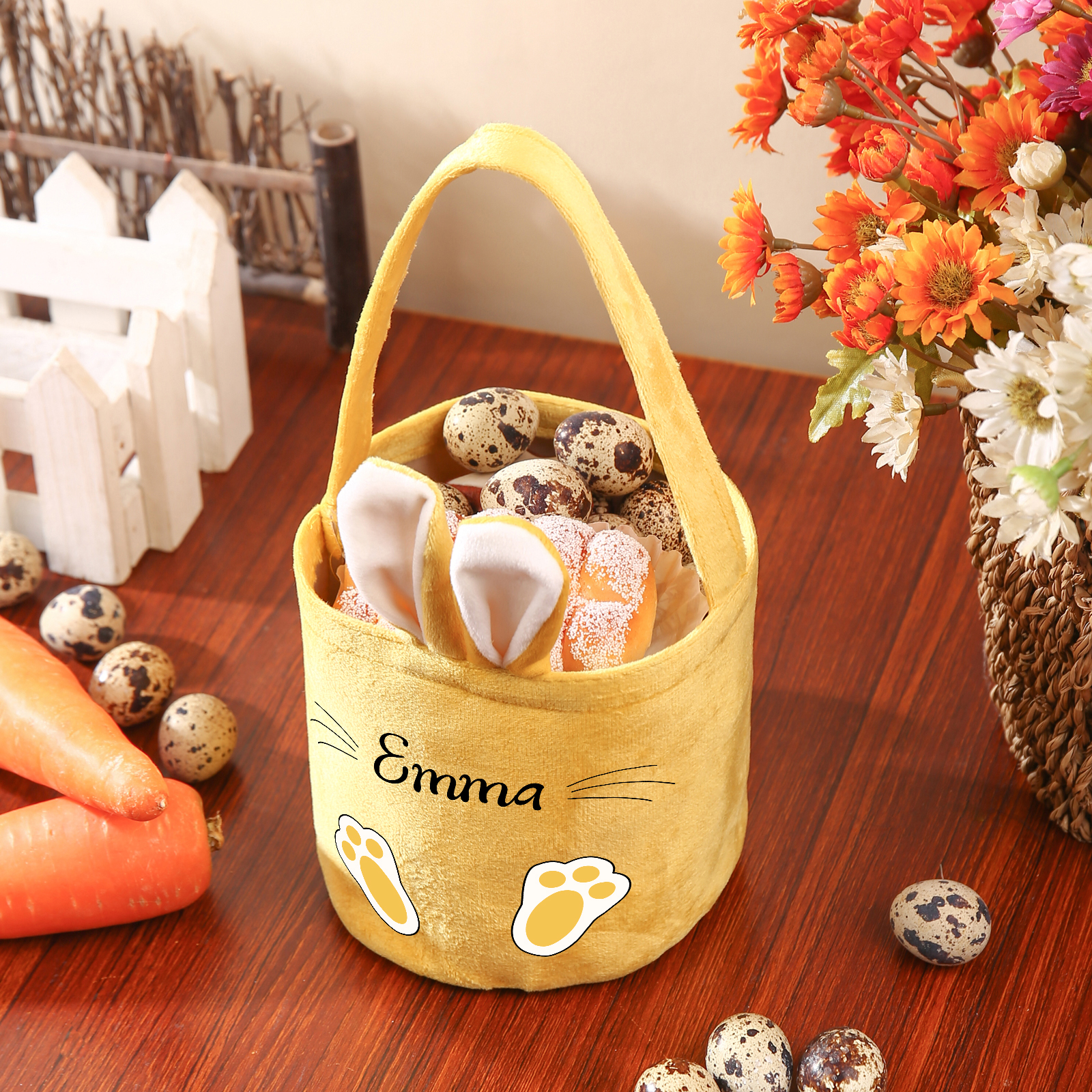 Sac de Pâques Lapin 1 Prénom Personnalisés Tote Bag Enfant