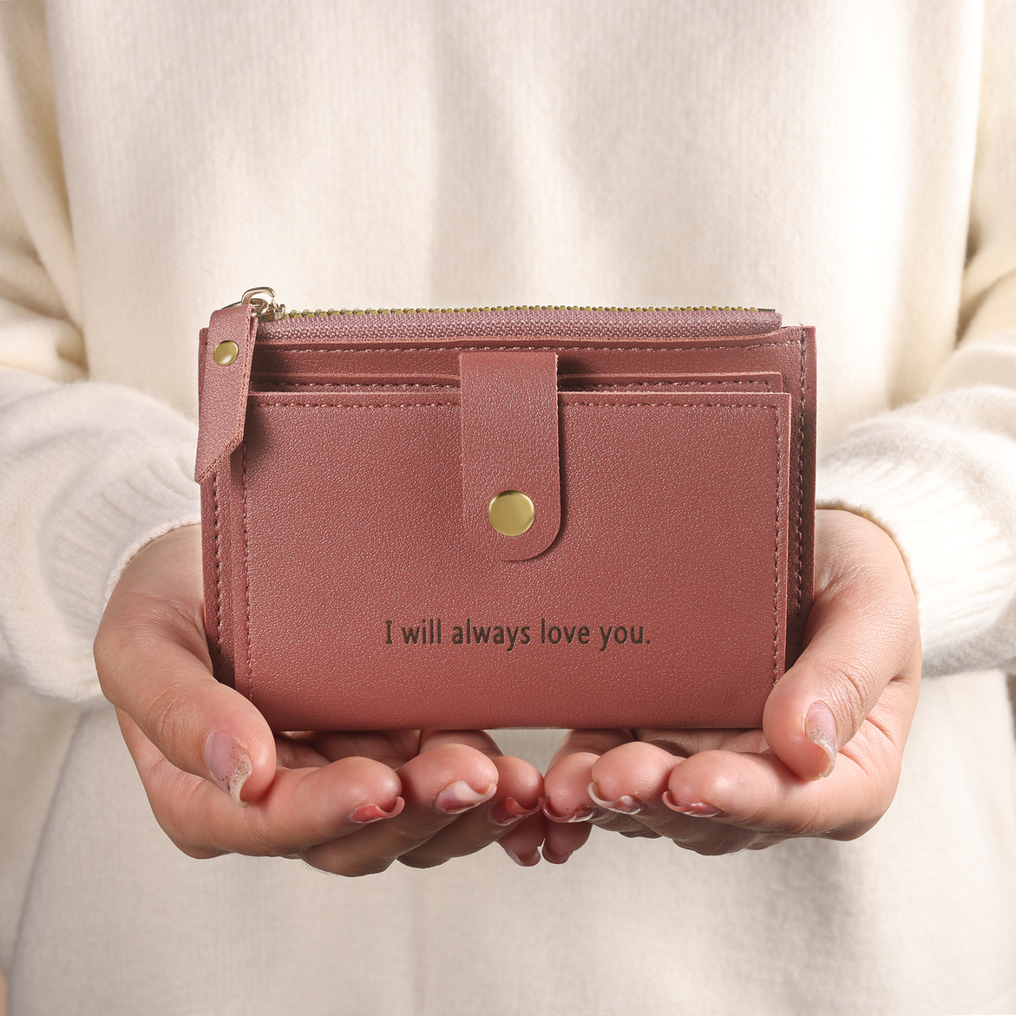 Portefeuille Femme Photo et Texte Personnalisés Porte-Monnaie Carte