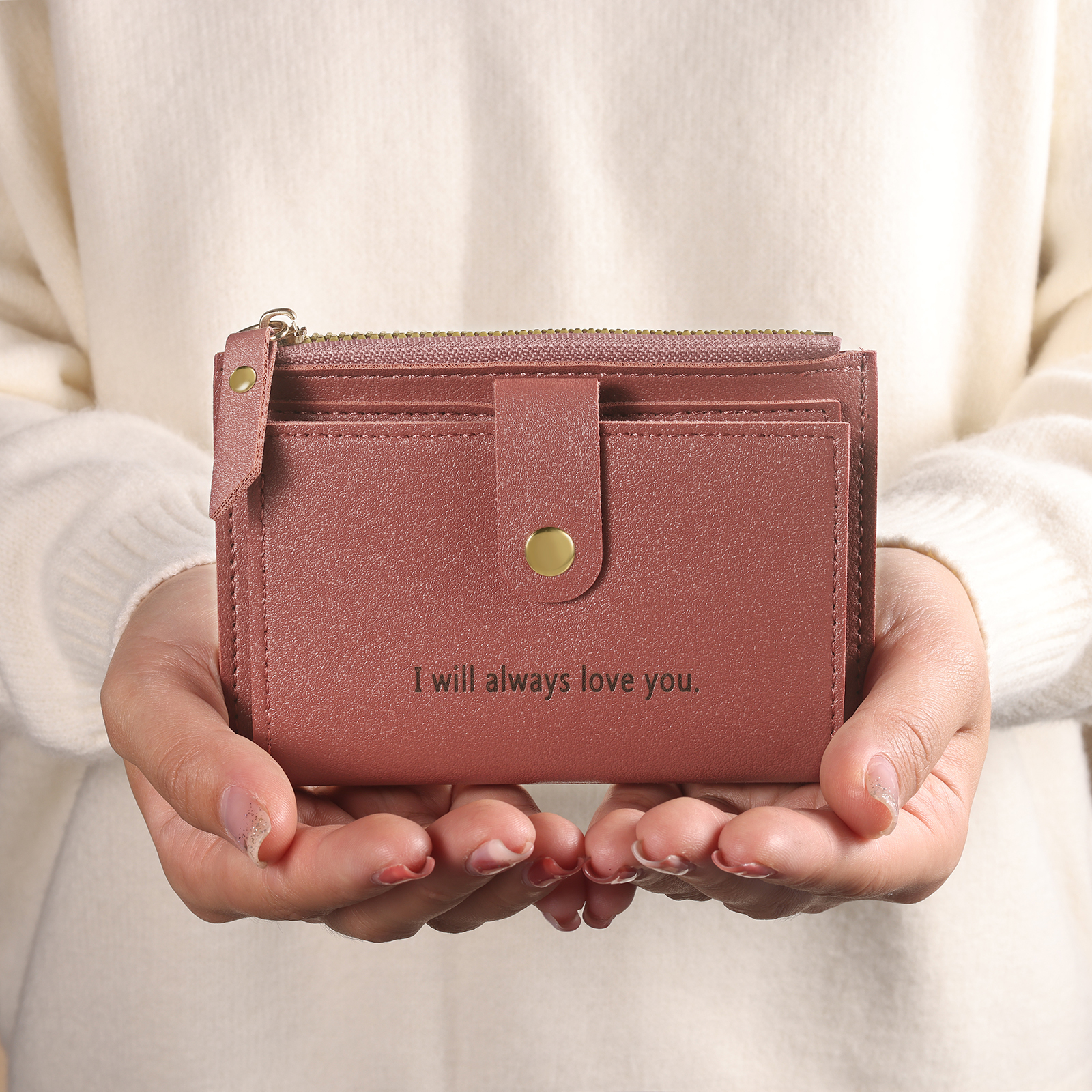 Portefeuille Femme Photo et Texte Personnalisés Porte-Monnaie Carte