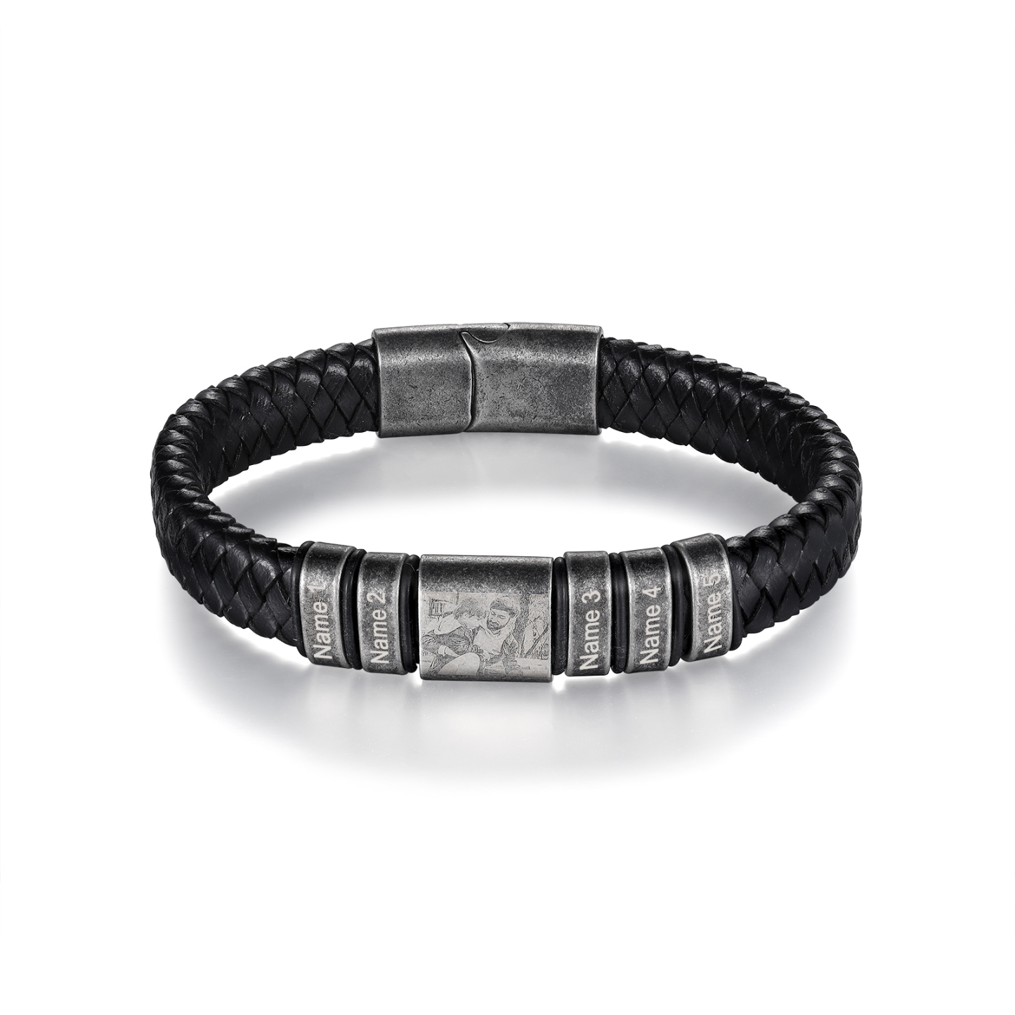 Bracelet Homme 5 Prénoms Personnalisés avec Photo