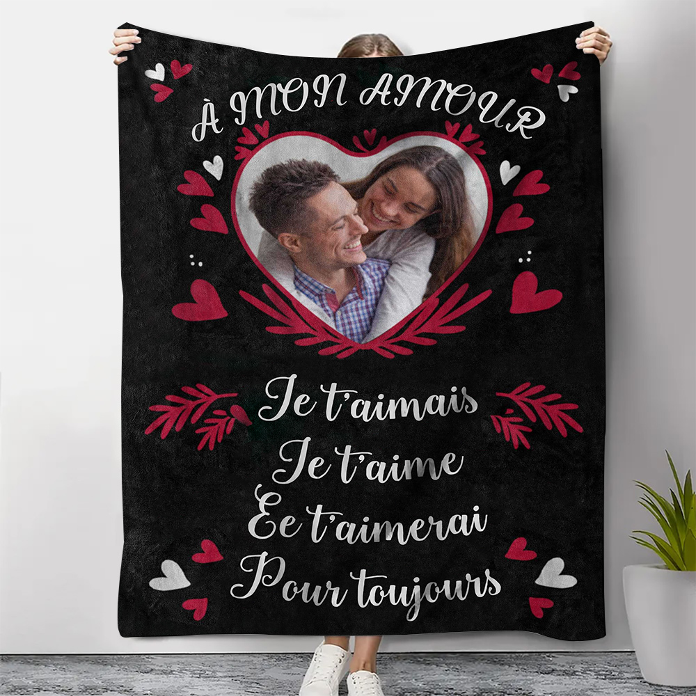 Plaid en Flanelle Personnalisé avec Photo et Texte – Cadeau Romantique Idéal | Jessemade