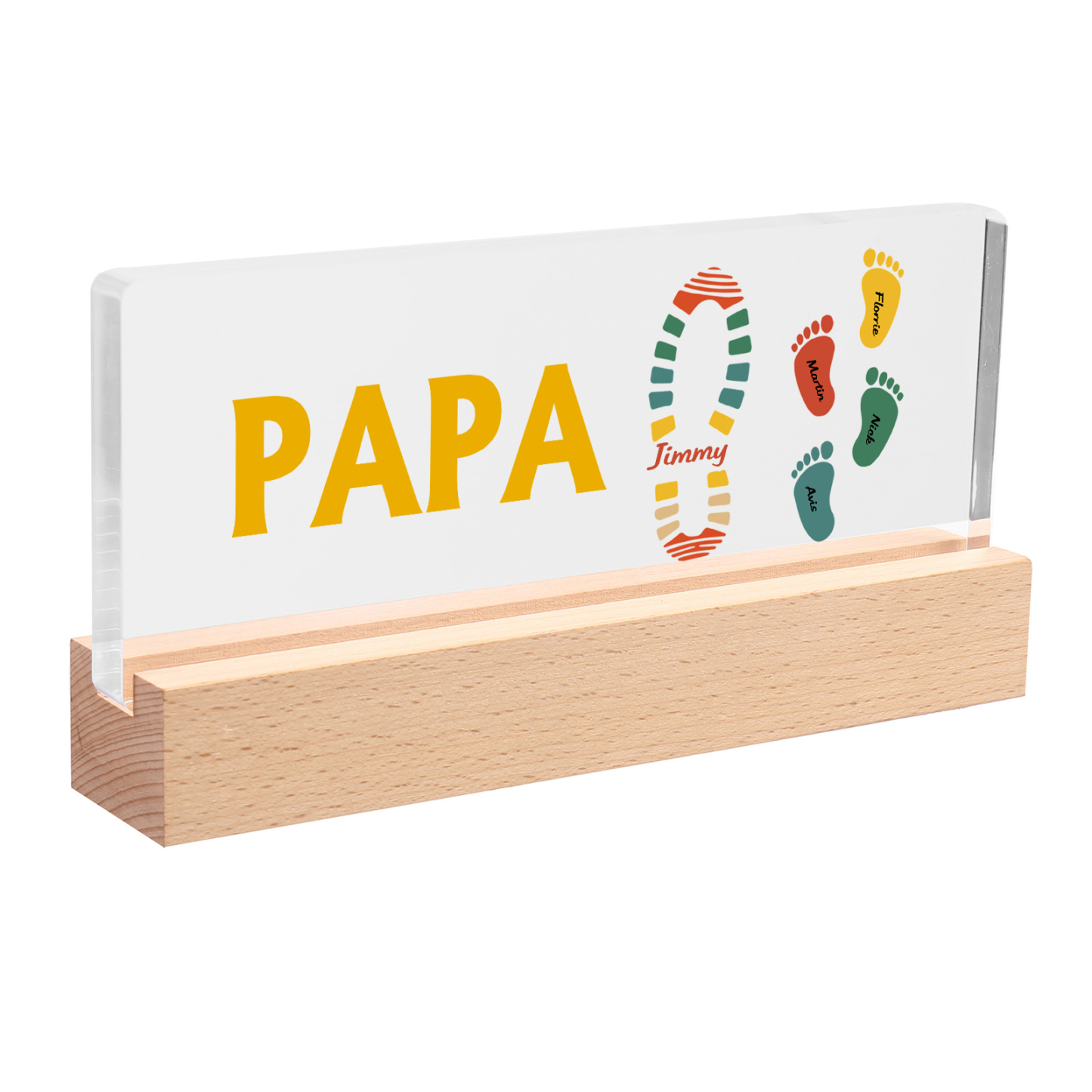 À mon Papa/Papi- Lampe de chevet LED Pieds Bébé 5 Prénoms Personnalisés avec Texte