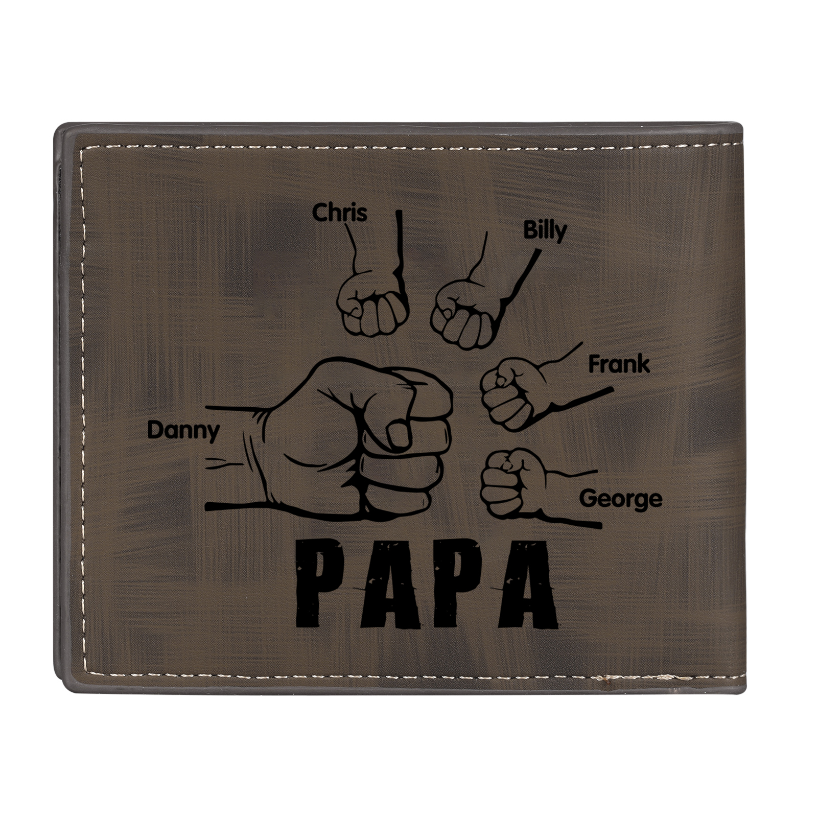 À mon Papa - Portefeuille Poings 5 Prénoms Personnalisés avec Photo Classique Homme Porte-Monnaie Carte