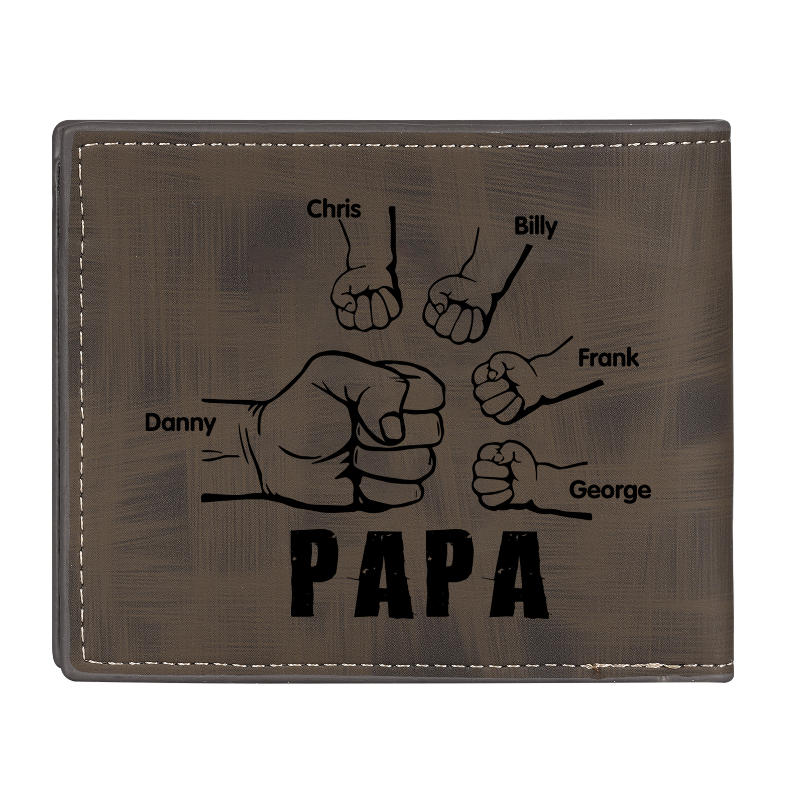 À mon Papa - Portefeuille Poings 5 Prénoms Personnalisés avec Photo Classique Homme Porte-Monnaie Carte