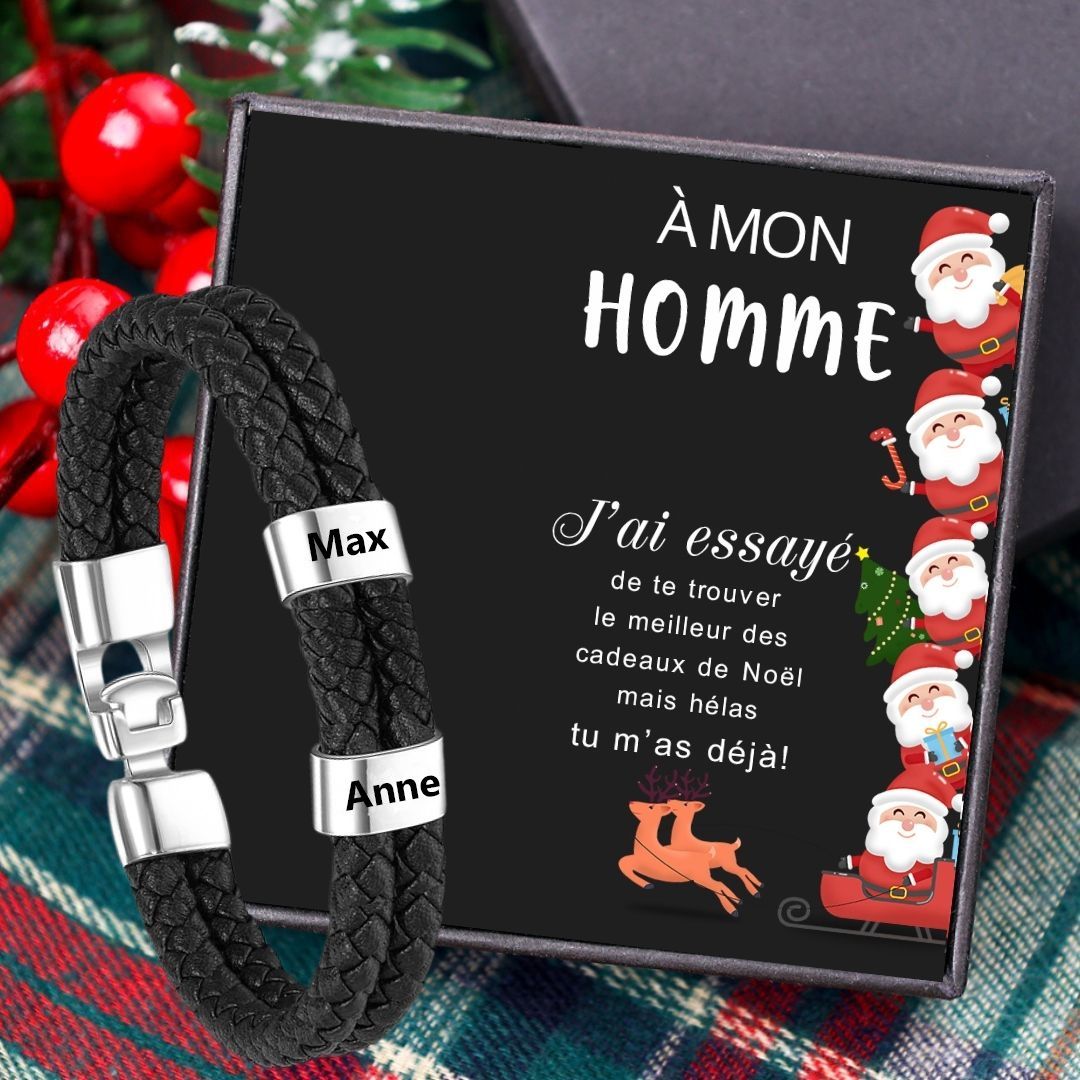 À mon Homme - 1-8 Noms Bracelet Cuir tressé Personnalisé Bracelet Homme