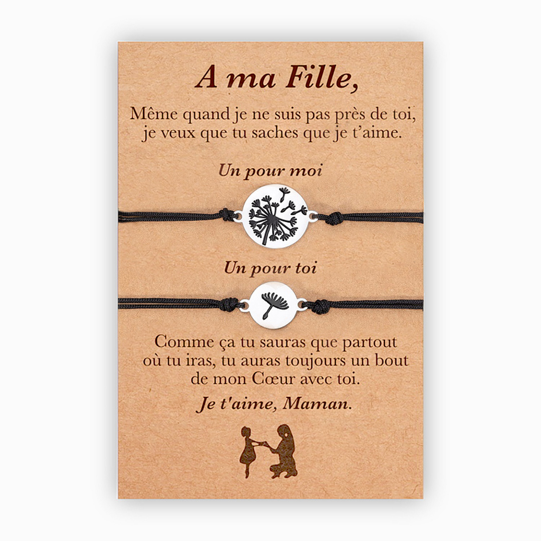 Jessemade FR À Ma Fille-2PCS Ensemble de Bracelets Pissenlit - Cadeau Rentrée Scolaire Premier jour d’école