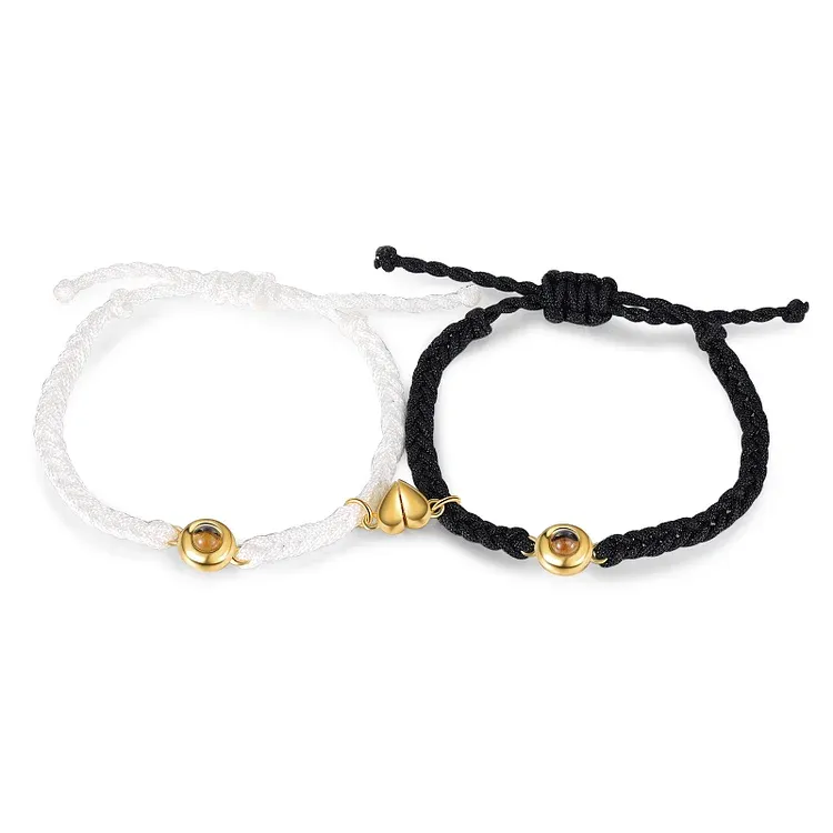 2PCS Bracelets de Corde Magnétique avec Photo Personnalisée pour Couple｜Jessemade